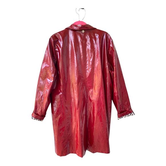 Jane Post Iconic Mid Length Slicker Red Leopard Print XL Size 16 Rain Coat - Picture 3 of 14